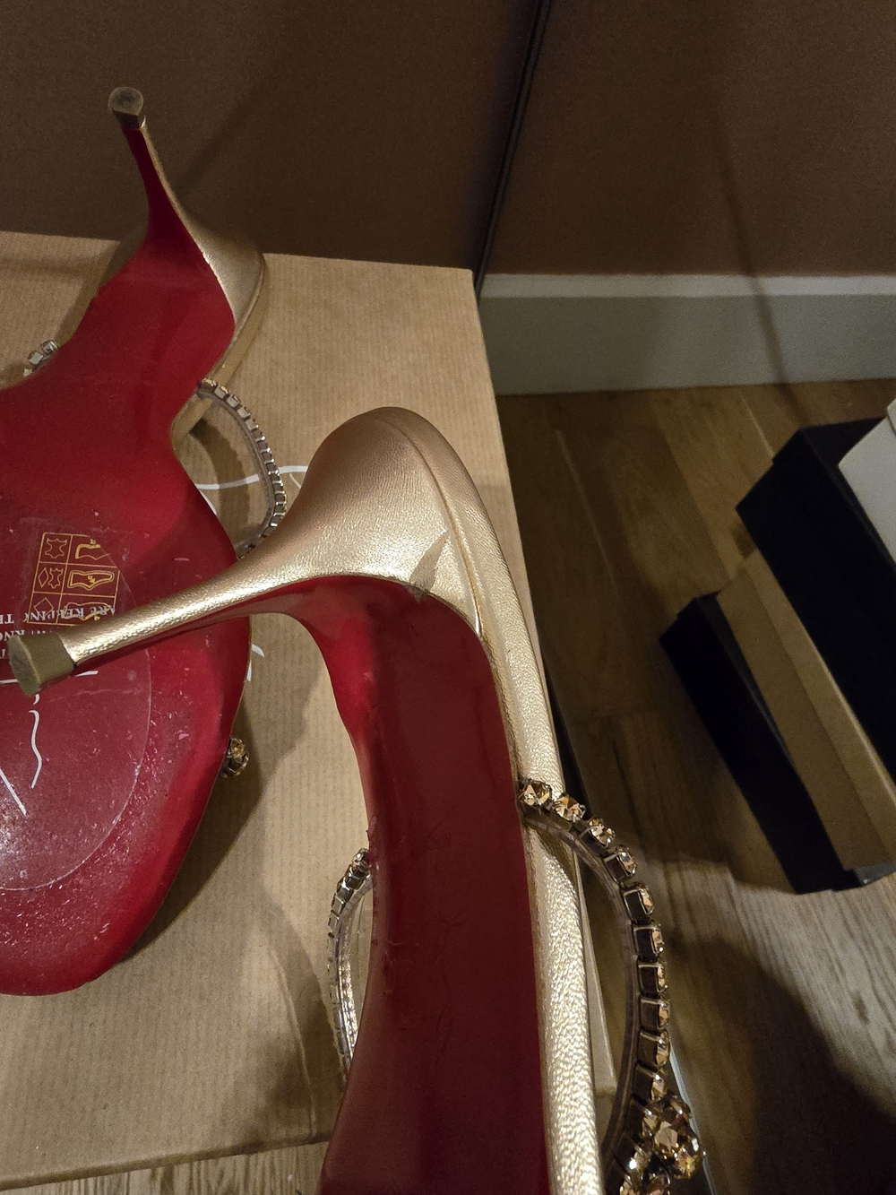 Christian Louboutin Just Queen Gold Jeweled Slide Sandals Size 41 - 70cm heel - Picture 10 of 11